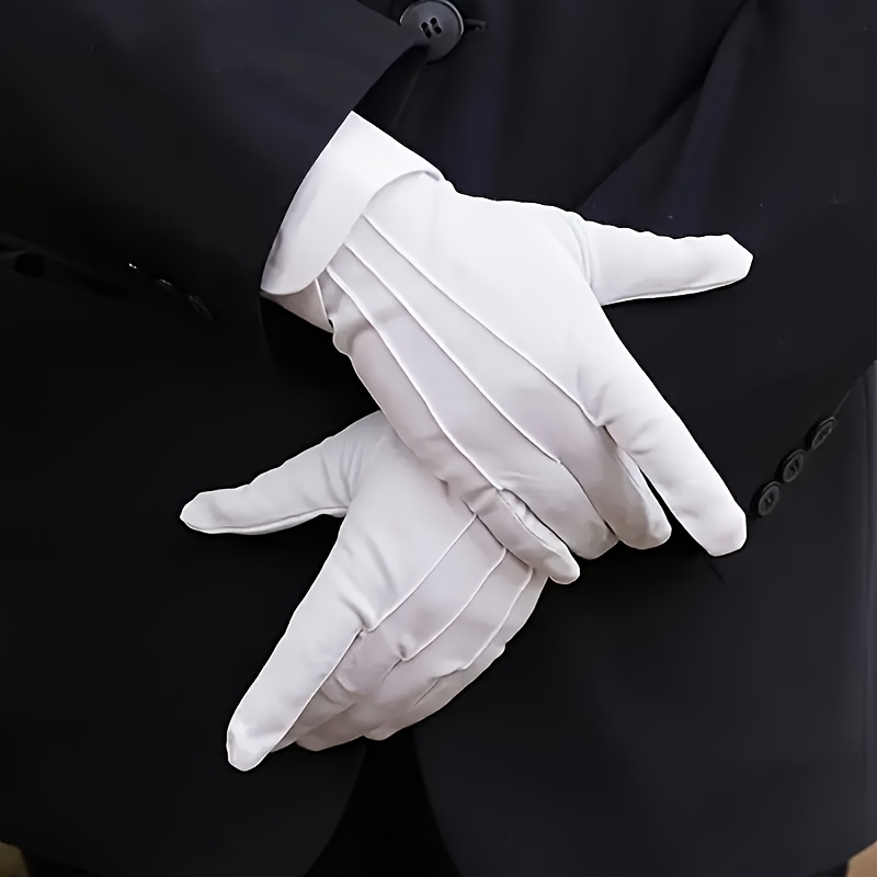 

White Short Etiquette Gloves Unisex Elegant Elastic Split Finger Gloves Party Dress Up Gloves Work Gloves