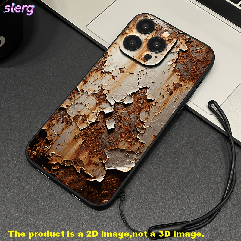 TEMU Phone Case: 2d Flat Exquisite And Cool With Interesting Of Peeling Paint And Rust Texture, Elegant And Minimalist Printed Phone Case. Compatible
