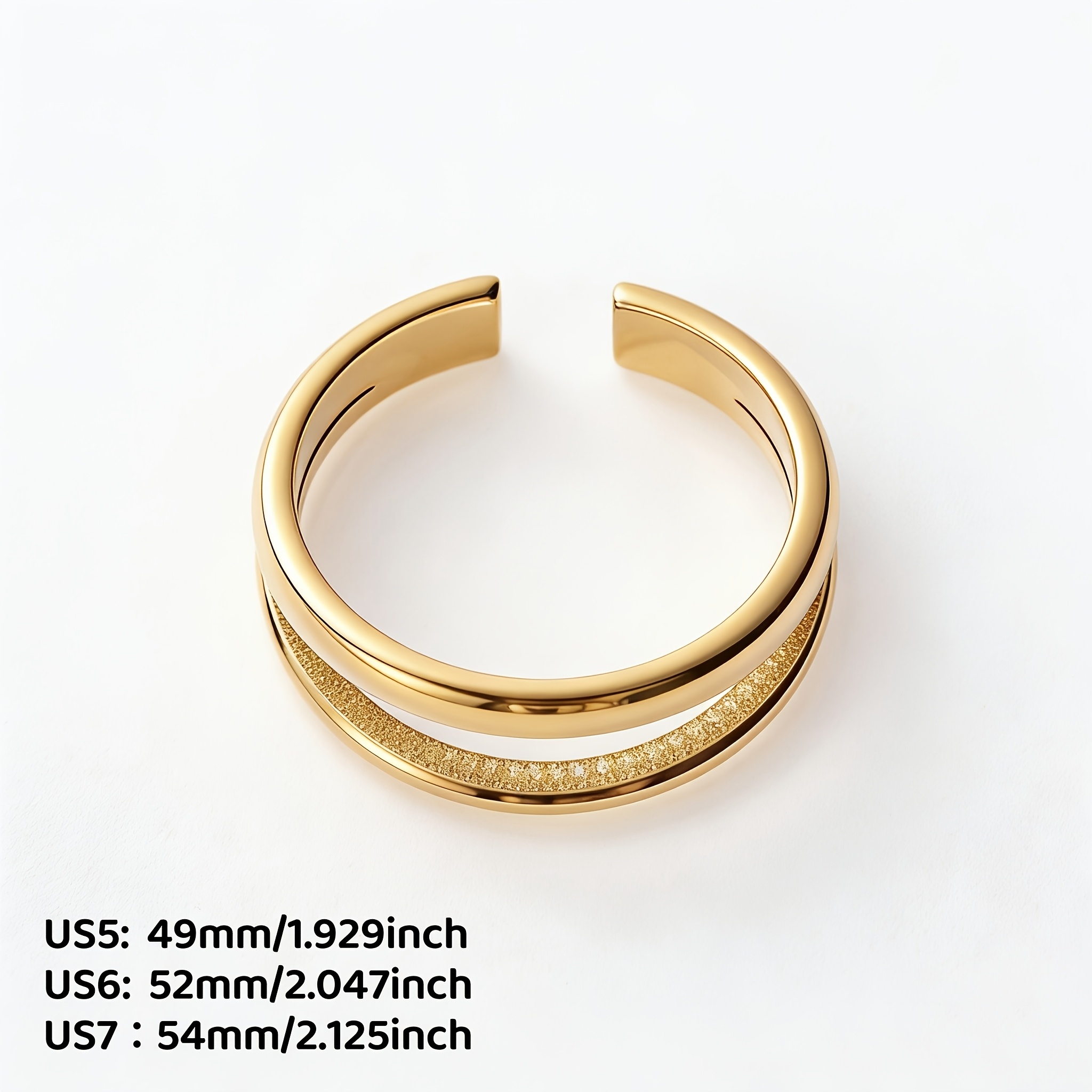 Double-Layer Interlocking Open Ring, Elegant Design