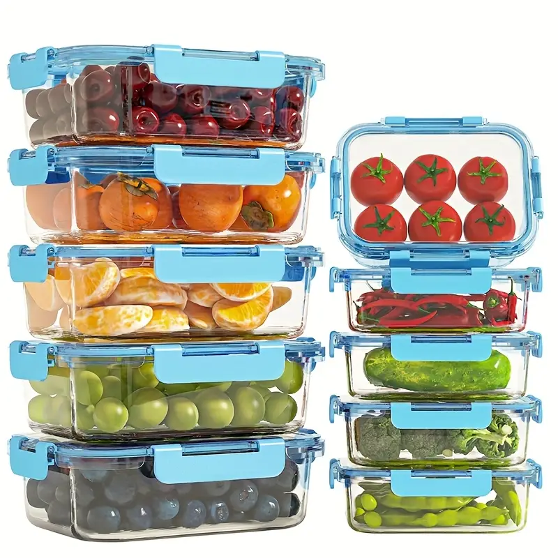 20pcs 10 lids 10 glass bowls glass food storage container with sealed lid kitchen storage lunch leak proof airtight suitable for microwave oven refrigerator and dishwasher perfect valentines day gift for Product details 3