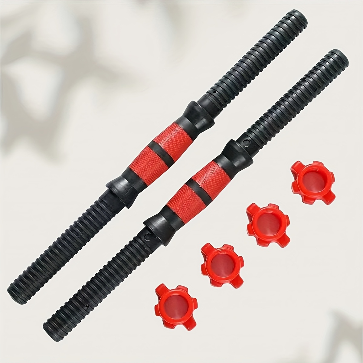 TEMU 2pcs Rubber Coated Weight Bars And 4pcs Anti-slip Bolts | Professional Strength Training Equipment | Star-shaped Lock Safety System |