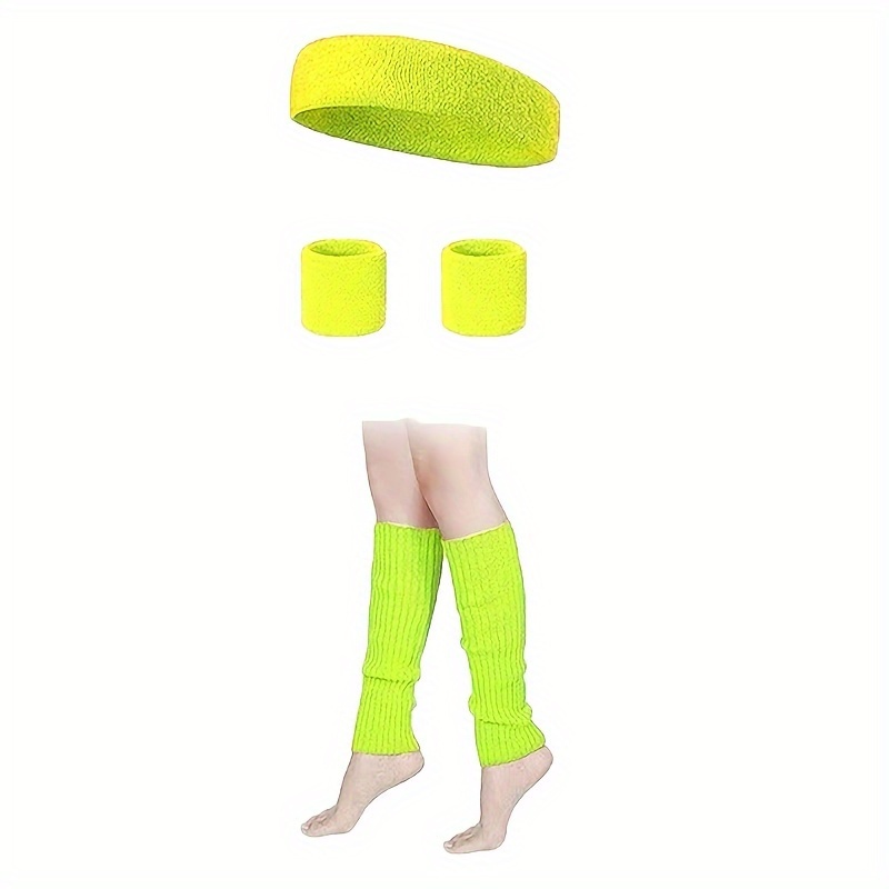 TEMU 5pcs 1 Headband + 2 Wristbands + 1 Pair Of Leggings 1980's Sports Suit Fitness Running Marathon Leggings Products