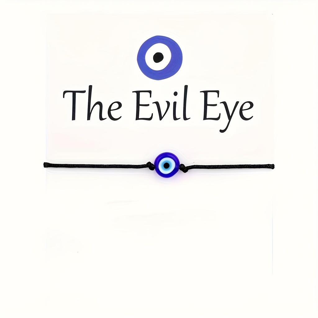 Adjustable Evil Eye Bracelet with Red Braided Rope Charm