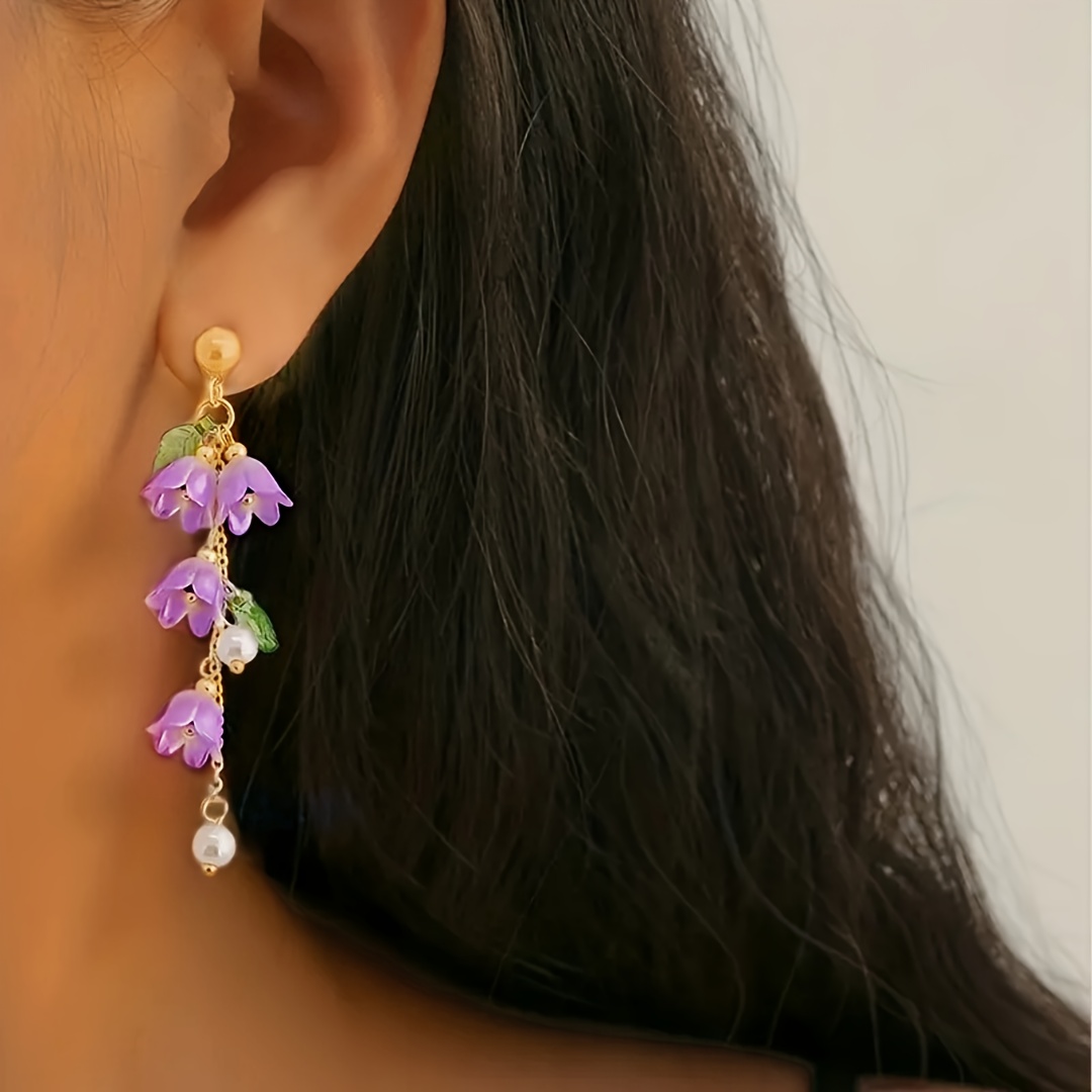 E-shop Ein Paar exquisit elegante Resort-Stil Himmelsli-Dekor lange Hängeohrringe Damen Geschenk