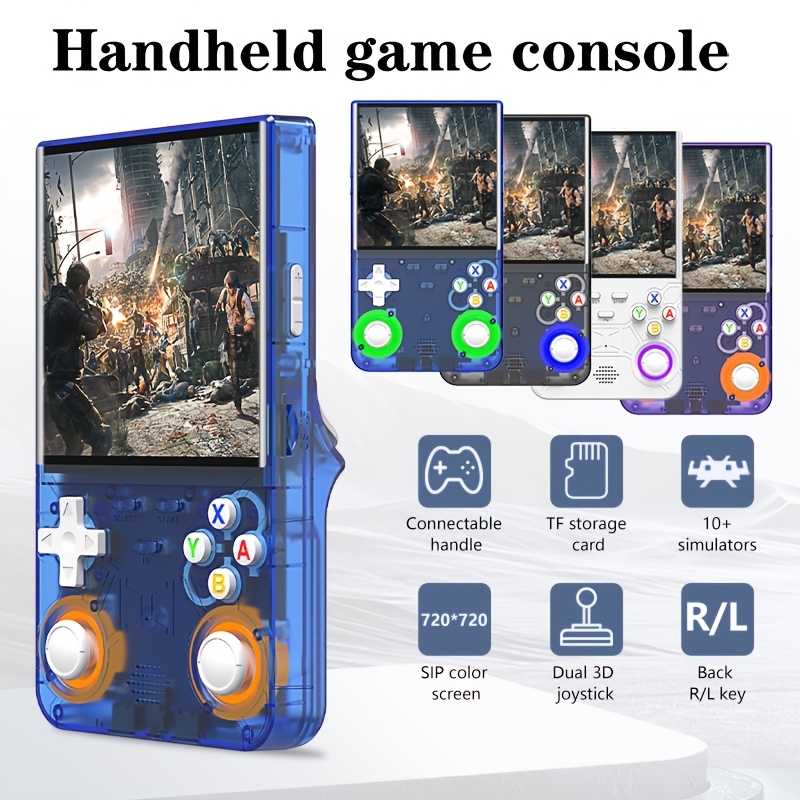 2025 Upgraded R36 Ultra Blue Handheld Game Console - Portable Open-Source Linux System, 25.81cm 4K IPS Screen, Dual Joystick, USB Charging, Rechargeable Lithium Battery, Includes 64GB & 128GB Cards, Perfect for On-the-Go Gaming and Road Trips, Video Game Console, Complete Game, The Big Tumor To Play, Gamer Computer, Portable Psp, Gameboy, Retro Gaming Console