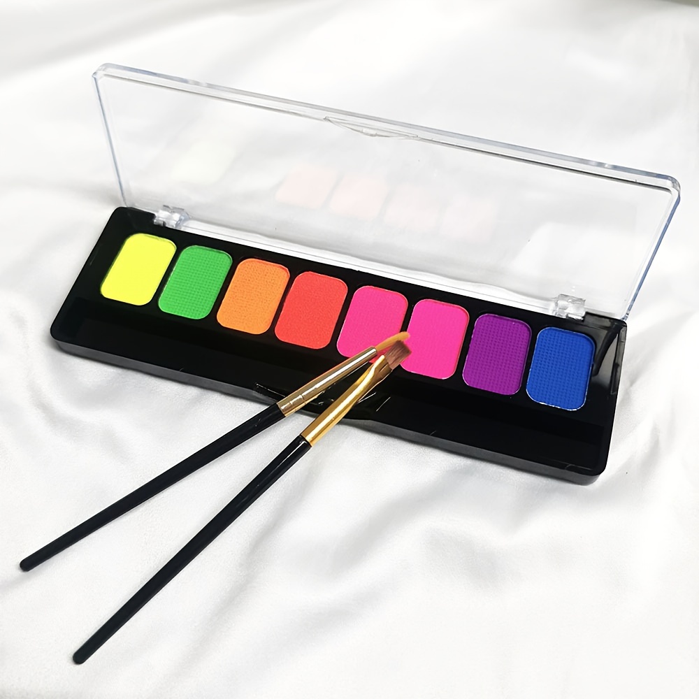Image of 8-color Water-soluble Body Paint, Rainbow Stripe Fluorescent, Quick-drying For Stage, Drama, Halloween, Fans, And Outdoor Use