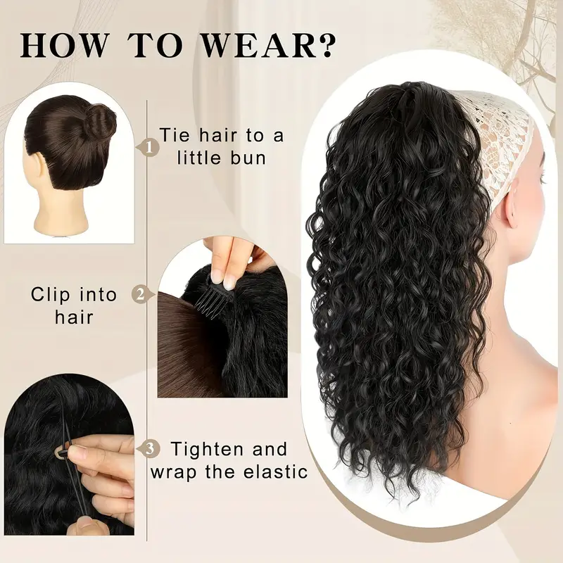 curly ponytail extension drawstring ponytail for women black mixed ginger curly clip in hair extensions 26 inch ponytail extension synthetic hairpiece for daily party details 2