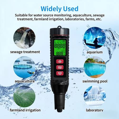 7-in-1 multifunktionaler wasserqualitäts-tester | beurteilen sie die wasserqualität schnell und mit diesem einzelstift. dieses tragbare gerät kombiniert verschiedene testfunktionen und ermöglicht die schnelle messung wichtiger wasserqualitätsindikatoren wie ph- und ec.