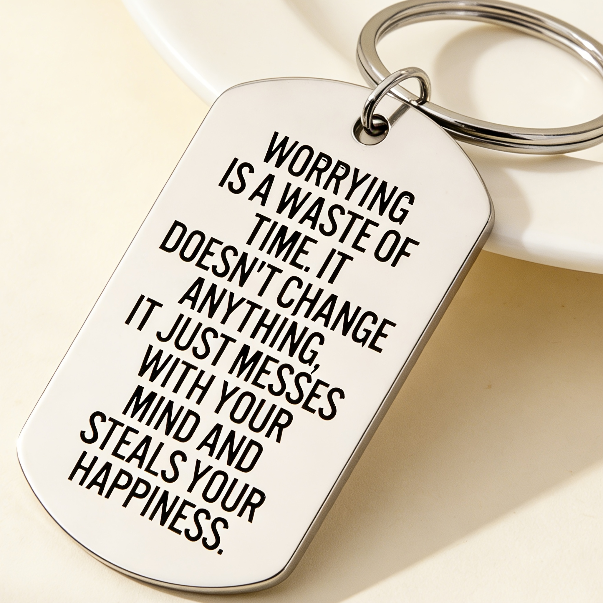 TEMU Anti-anxiety Stainless Steel Keychain, A Minimalist Self-reconciliation Gift - A Accessory Engraved With The Motto "let Go Of Anxiety