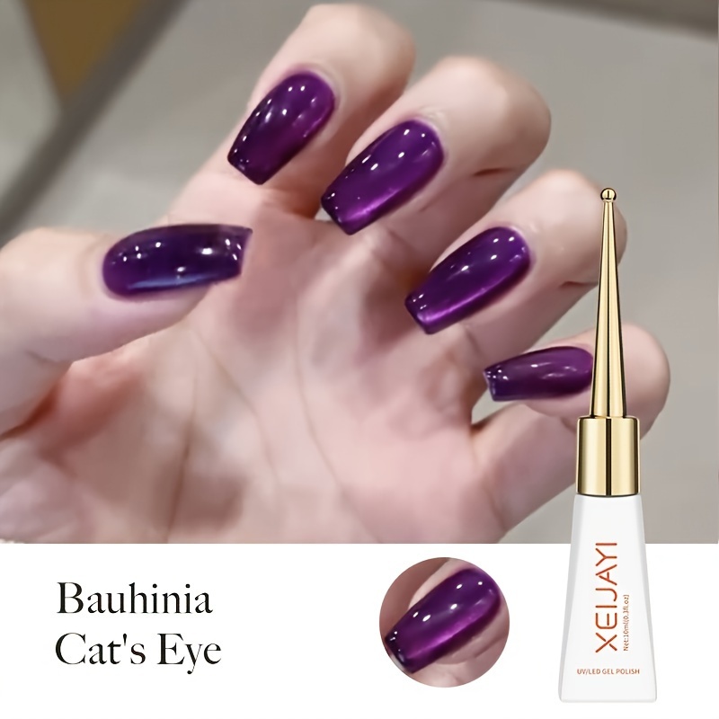 Scepter Bottle Bauhinia --- 1pc 10ml Magnetic Nail Enamel Requires Led Light Irradiation Nail Gel Suitable For Women Christmas Gift Without Magnetic Stick