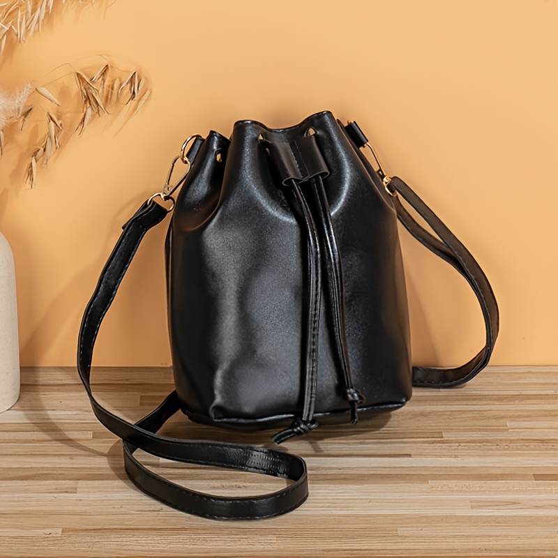 TEMU 1pc Women's Crossbody Bag With Drawstring Bucket Bag Mini Bag Small All-match Shoulder Crossbody Bag