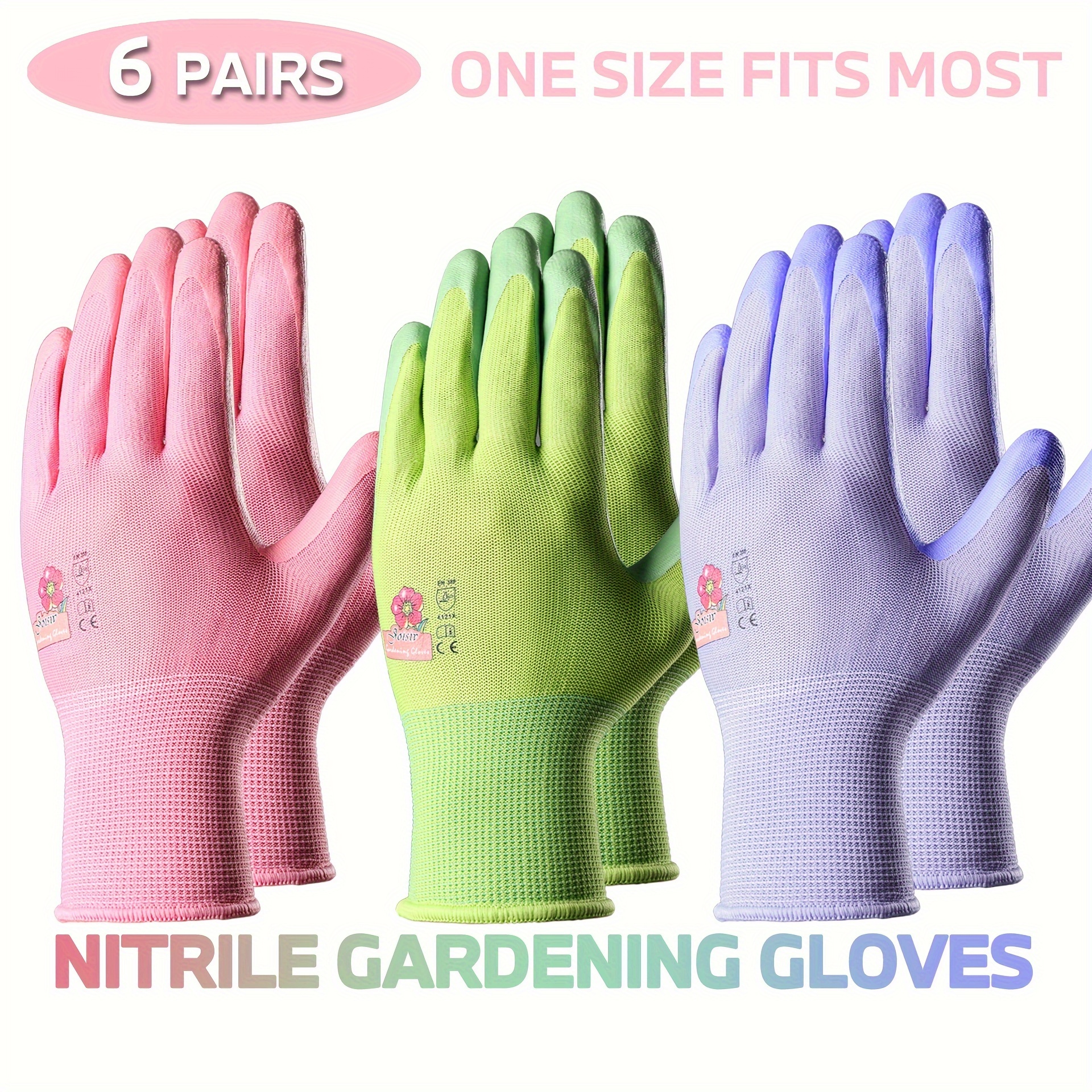 6 pares de guantes de jardinería para niños, guantes de trabajo para el  patio, guantes protectores con revestimiento de goma para niños pequeños