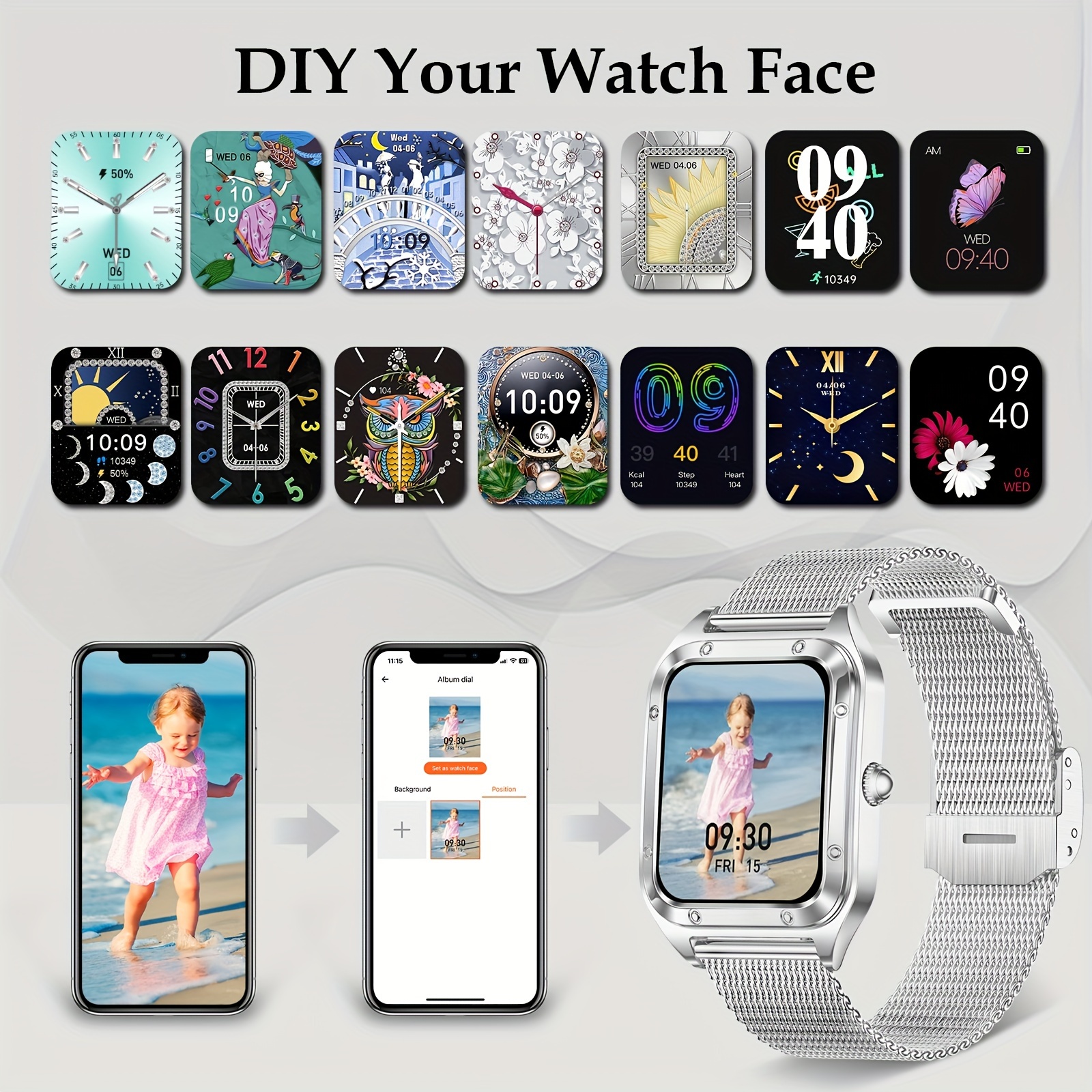 reloj inteligente mujer pantalla táctil completa Temu