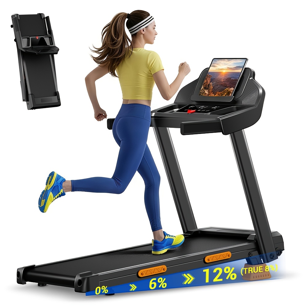 E-shop 4-in-1-Laufband mit 12 % manuellem Neigungswinkel, klappbares Heimlaufband mit leisem 3,0-PS-Motor, 350-LBS-Tragkraft