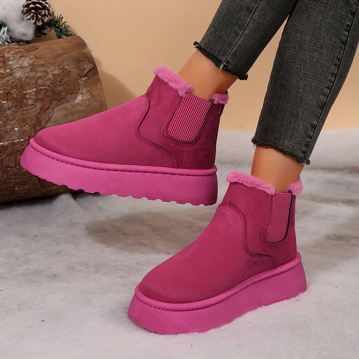 

Women's Slip-on Fashion Boots - Cozy & Stylish, Comfortable Mid-heel With