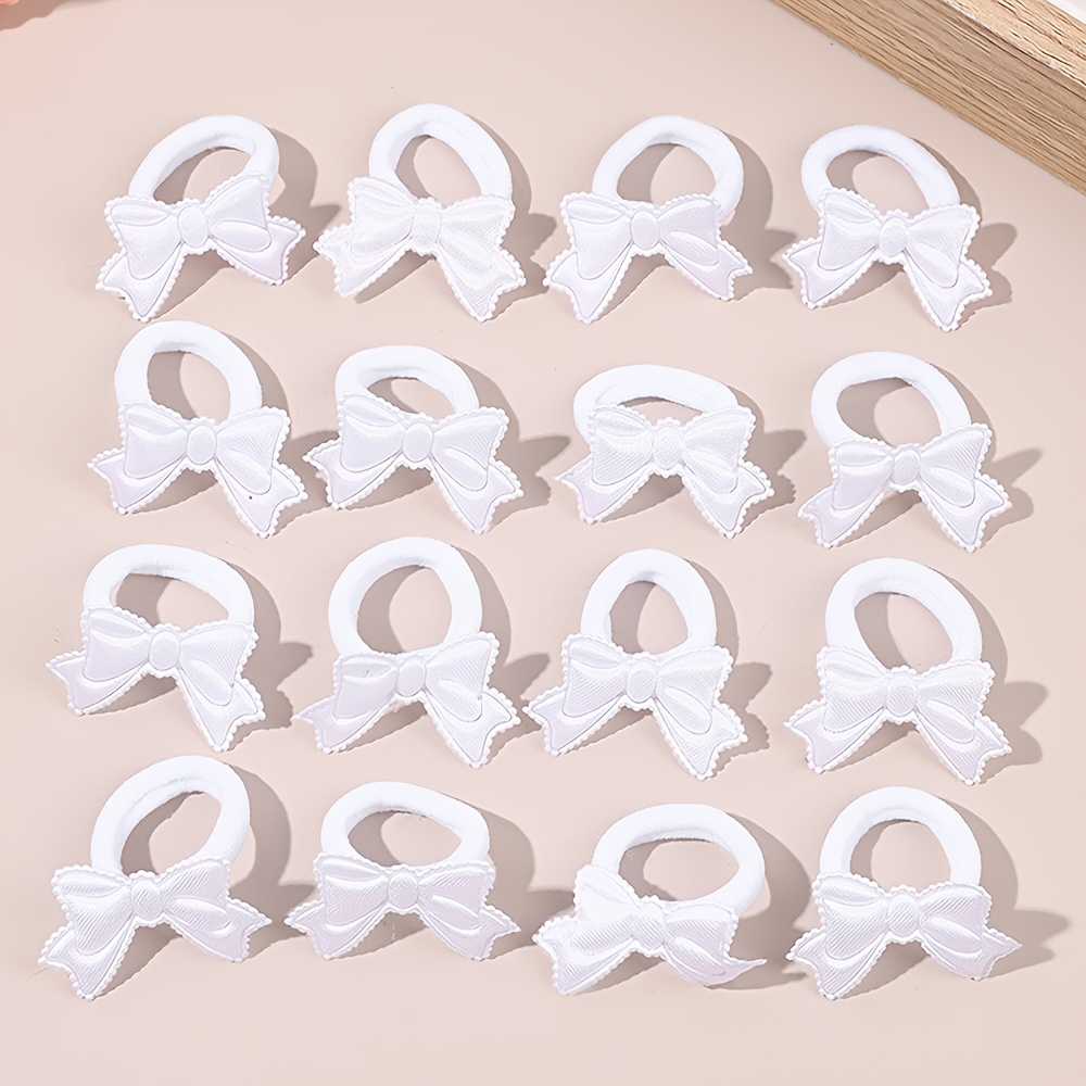 E-shop 16-teiliges Set süße Mini-Schleifen-Haargummis für Mädchen – Weiße Schleifen-Haargummis, elegante Haar-Accessoires für den