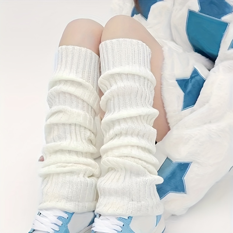 

Extra-long Knitted Leg Warmers, Striped Slimming Over-the-knee Socks For Autumn And Winter, Polyester - Hand Wash Or