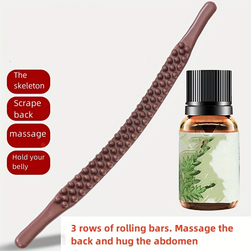 full body massage essential oil back scraper with brown beads 65 bead   roller for neck lower back and abdomen limb th stick   professional manual meridian tool for whole body relaxation Product details 0