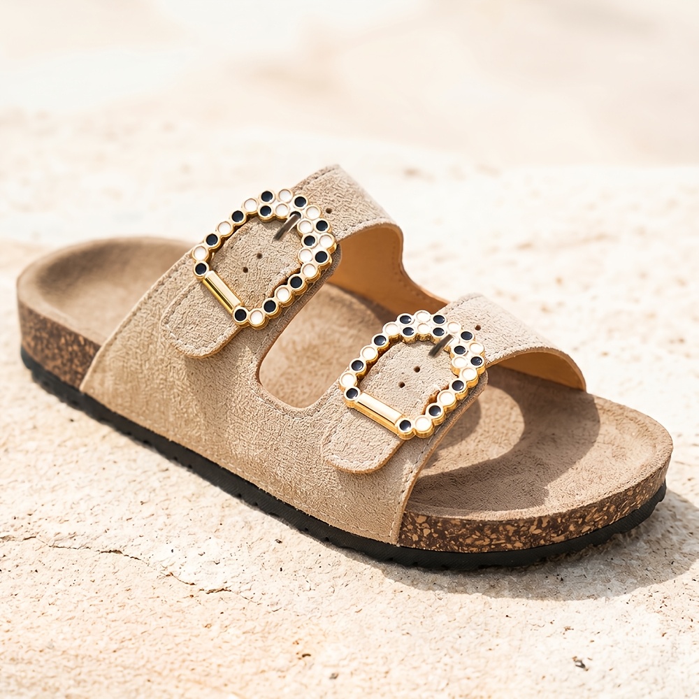 TEMU Smalleyes Women's Mule Slides With Rhinestone Accents, Cork For Spring/autumn Daily Wear. Easy Design For Effortless Styling, A Simple Yet