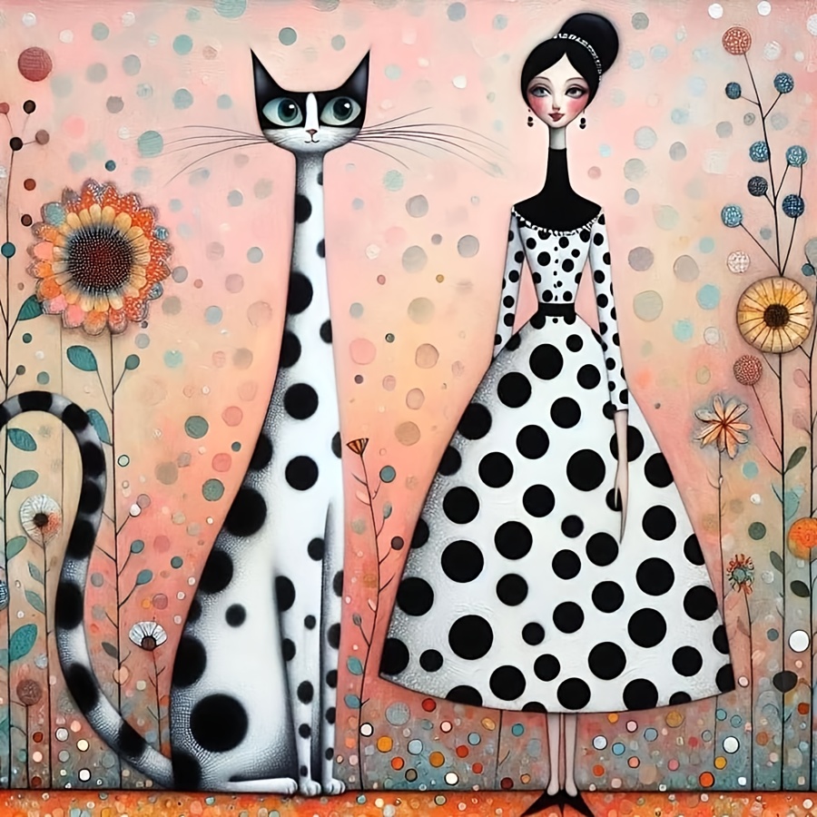 

1pc 5d Round Kit, And Cat , Art For Adults, Diy ,