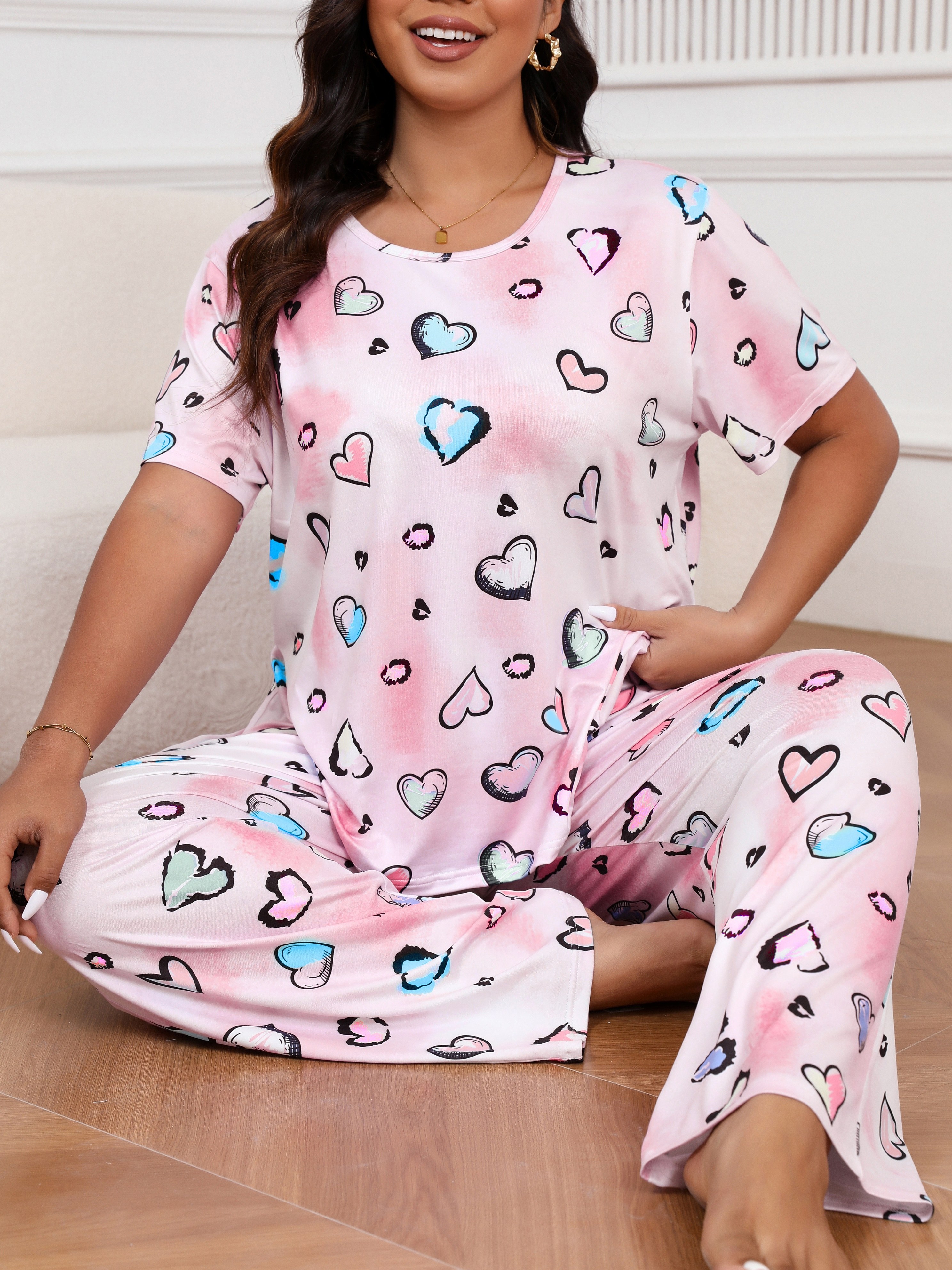 Heart top pink tie dye lounge set