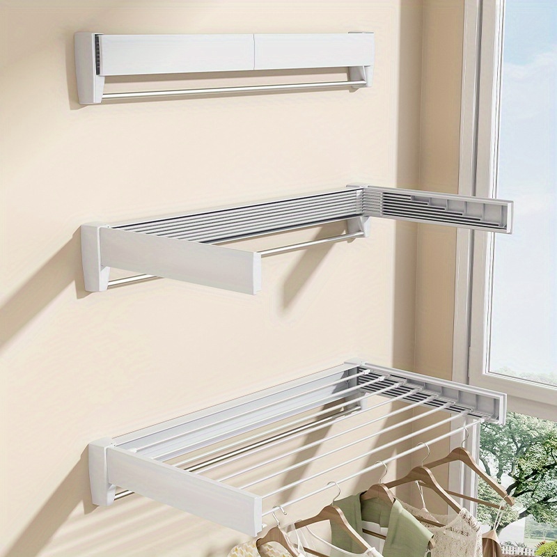 wall mounted folding clothes drying rack with drilling installation universal telescopic clothesline for balcony indoor outdoor use space saving invisible drying rack drying racks