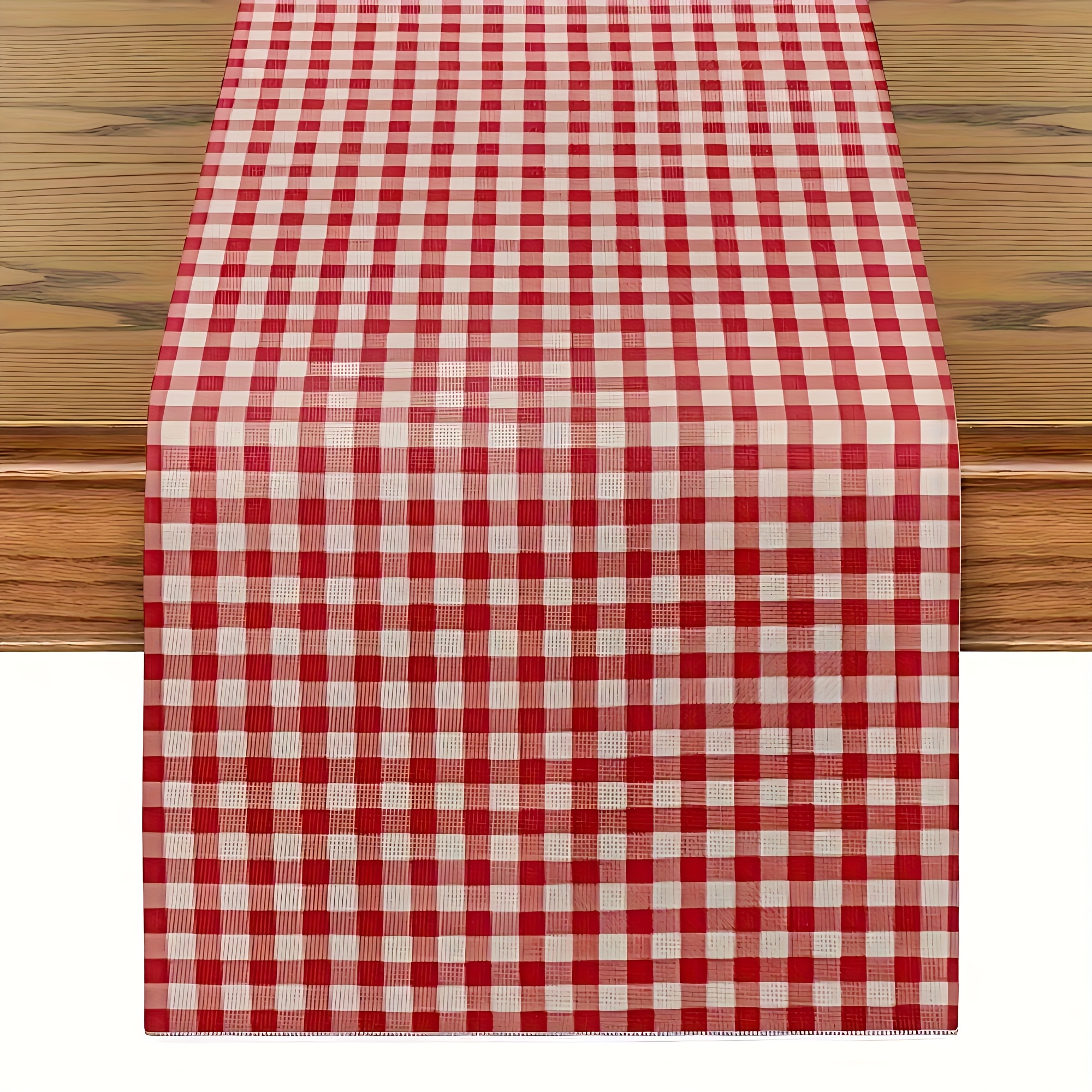 1pc Red White Checkered Tablecloth - Modern Kitchen Decor, Fit For Home, , Hotel And Restaurant Events, High-quality Polyester Fiber Fabric, Classic Checkered Pattern