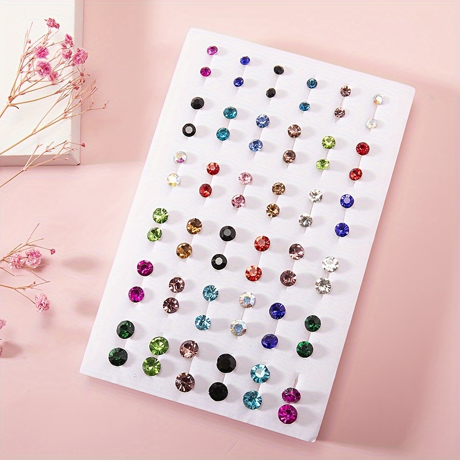 E-shop Zufällige 36 Paar farbige Ohrstecker Multi-Größe Rundes Design Einfache synthetische künstliche künstliche Edelstein glitzernde Ohrschmuck
