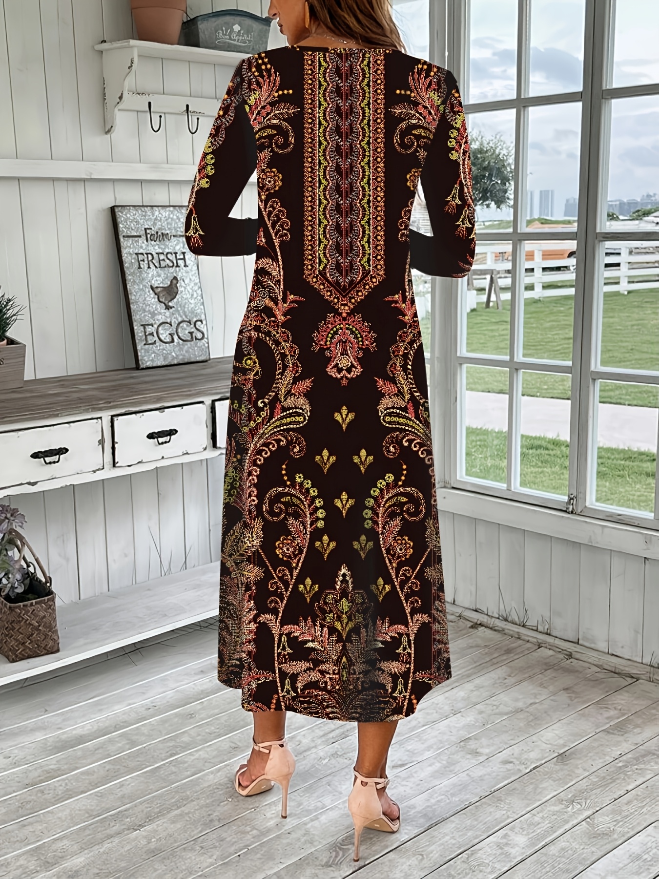 fitted lace wedding dress Modest floral fall dresses for women main image 0