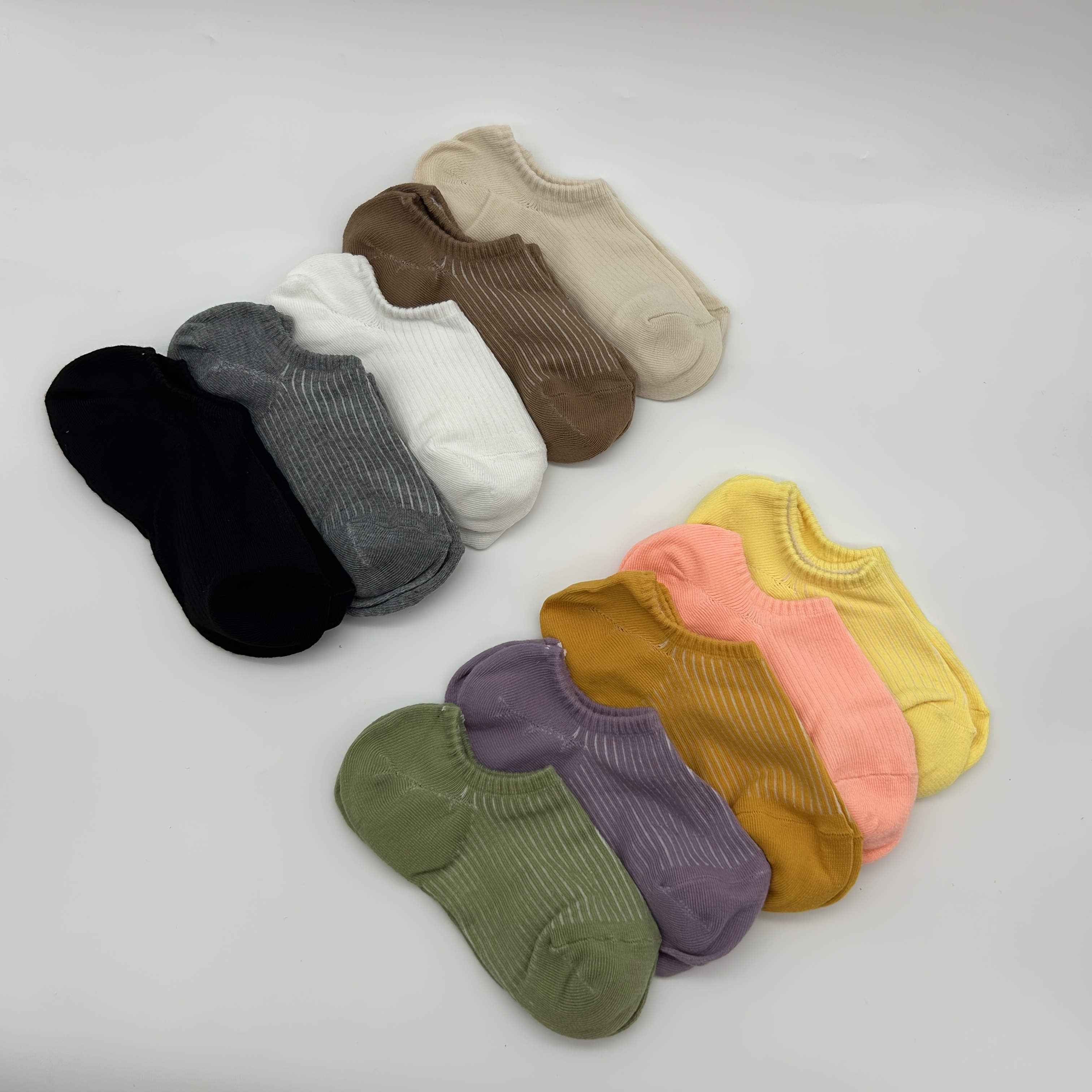 TEMU 5/10-pair Random Color Versatile Japanese/korean Style Schoolwear-inspired Breathable Sweat-absorbent Soft Comfortable Macaron-colored Casual