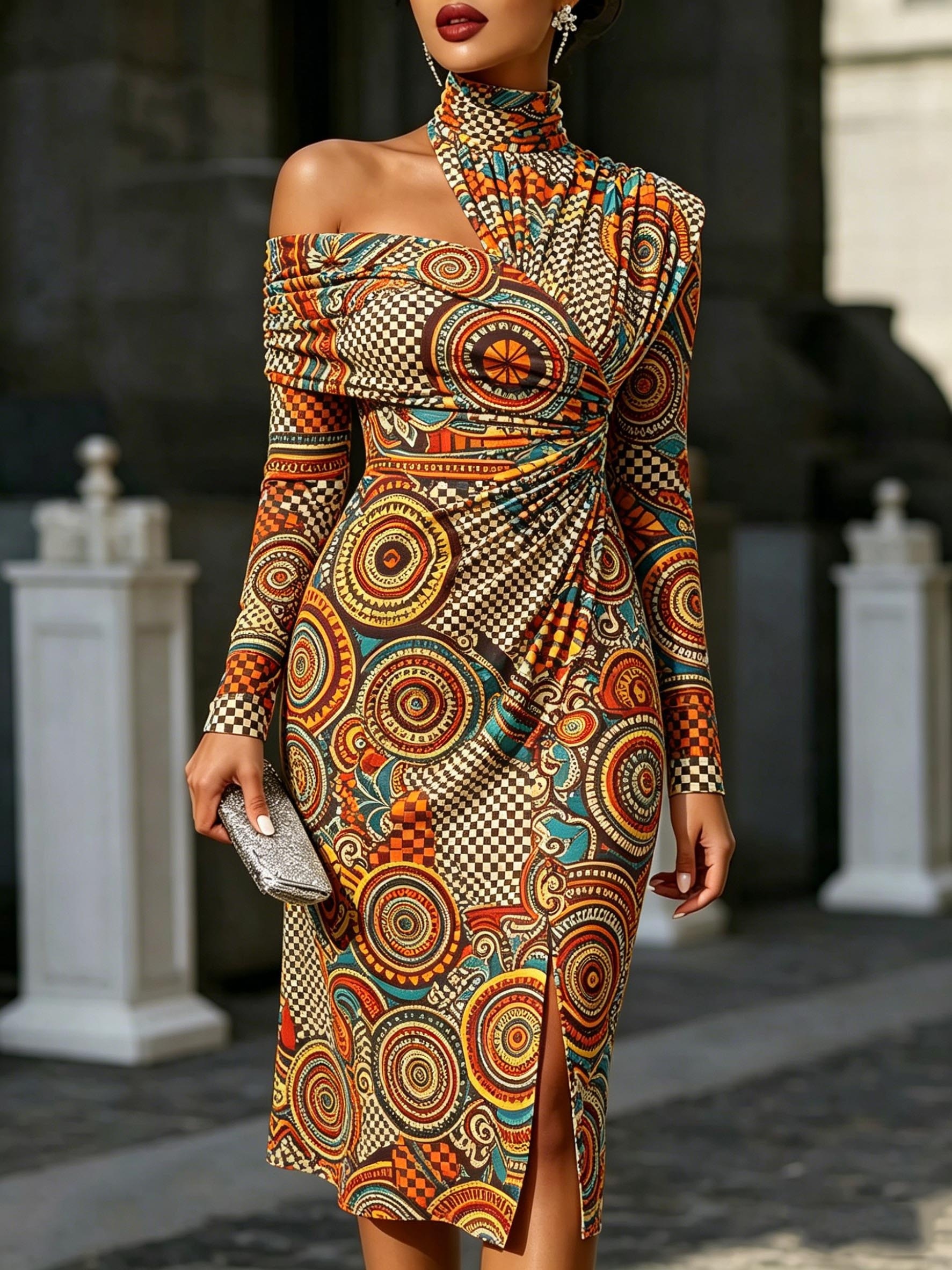 tribal print cocktail dress Ivory Tribal Print Dress