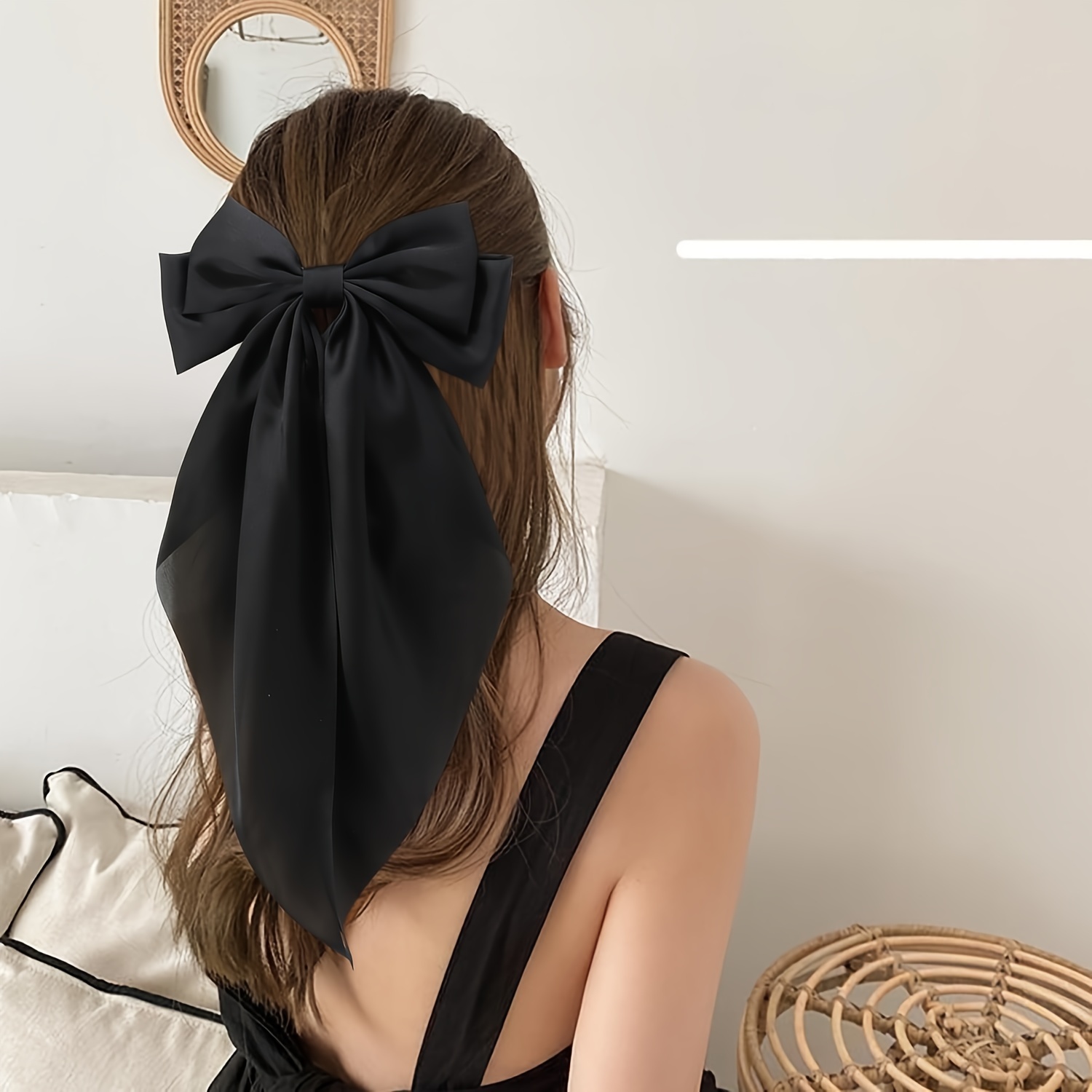 elegant ribbon bowknot decorative hair clip vintage solid color hair decoration   accessories for women and daily uses details 6