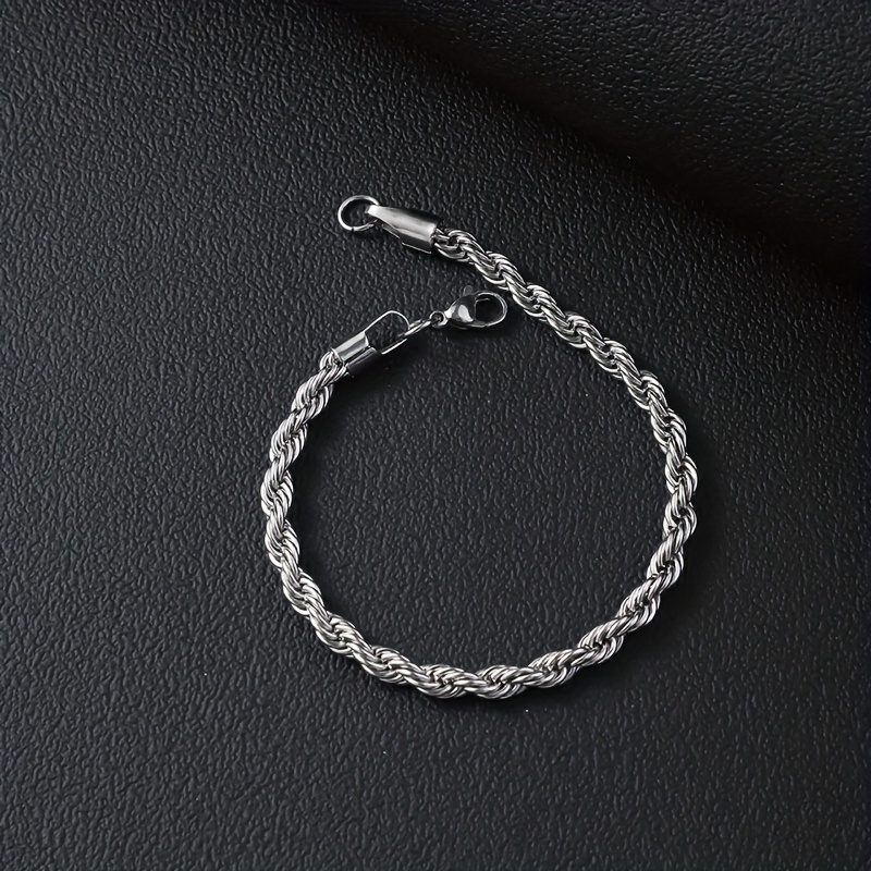 LMNZB Stainless Steel Twisted Rope Chain Bracelet, Unisex