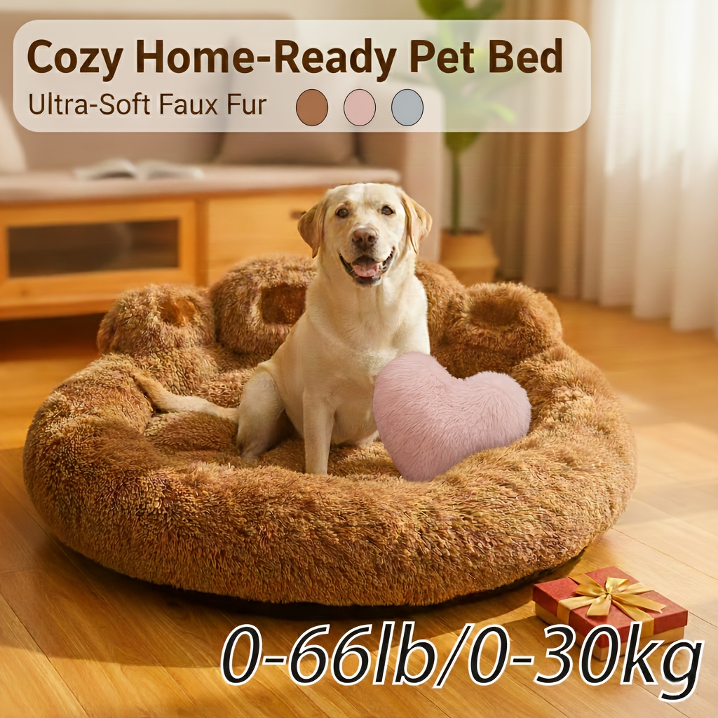 Best Friends by Sheri Original Calming Donut Dog and Cat Bed, Shag Faux Fur, Lavender, XL (45x45 inch), image size:1024x1024