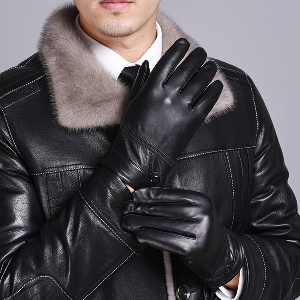 Brand Sheepskin Gloves for Men, Casual Outdoor Sports Gloves with  Fleece Lining, Warm and Windproof for Hiking, Running, Camp