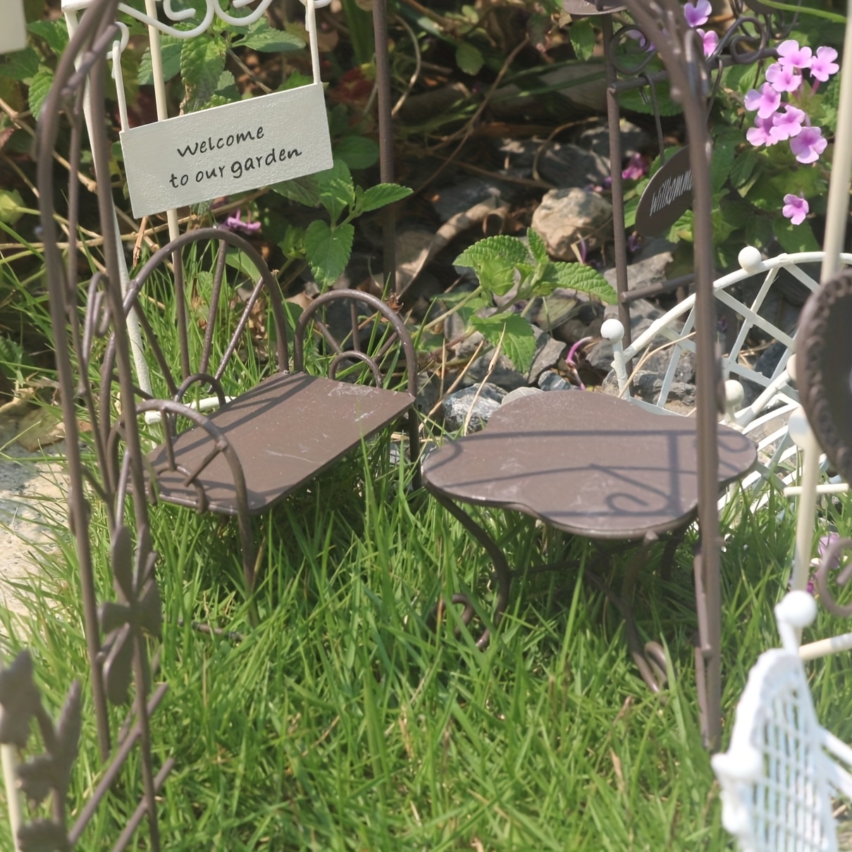 Set De Miniatures Métal Pour Jardin Miniature – Barbecue, Table, Chaises, Hamac, Clôture – Maison De Poupée & DIY – Environ 12,5 Cm (Toboggan)