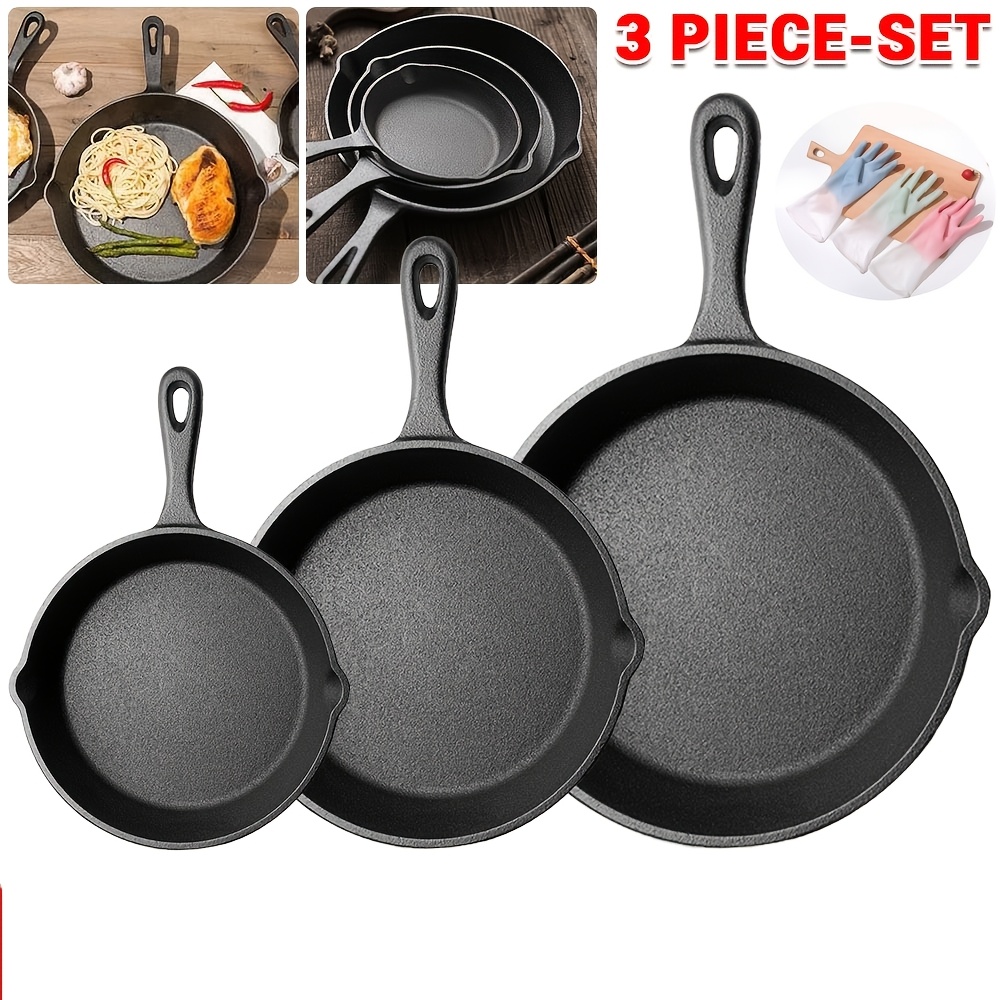 Multi-functional Frying Pan, Oven-safe, (3pcs Set, 17cm, , 26cm), Suitable For Kitchen, Catering, And Hotel Use, With Random Small Gift Included