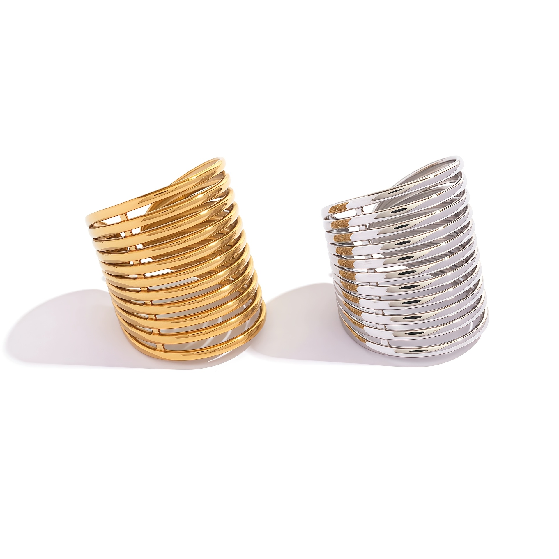 Women's Multi-Layered Geometric Design Adjustable Ring