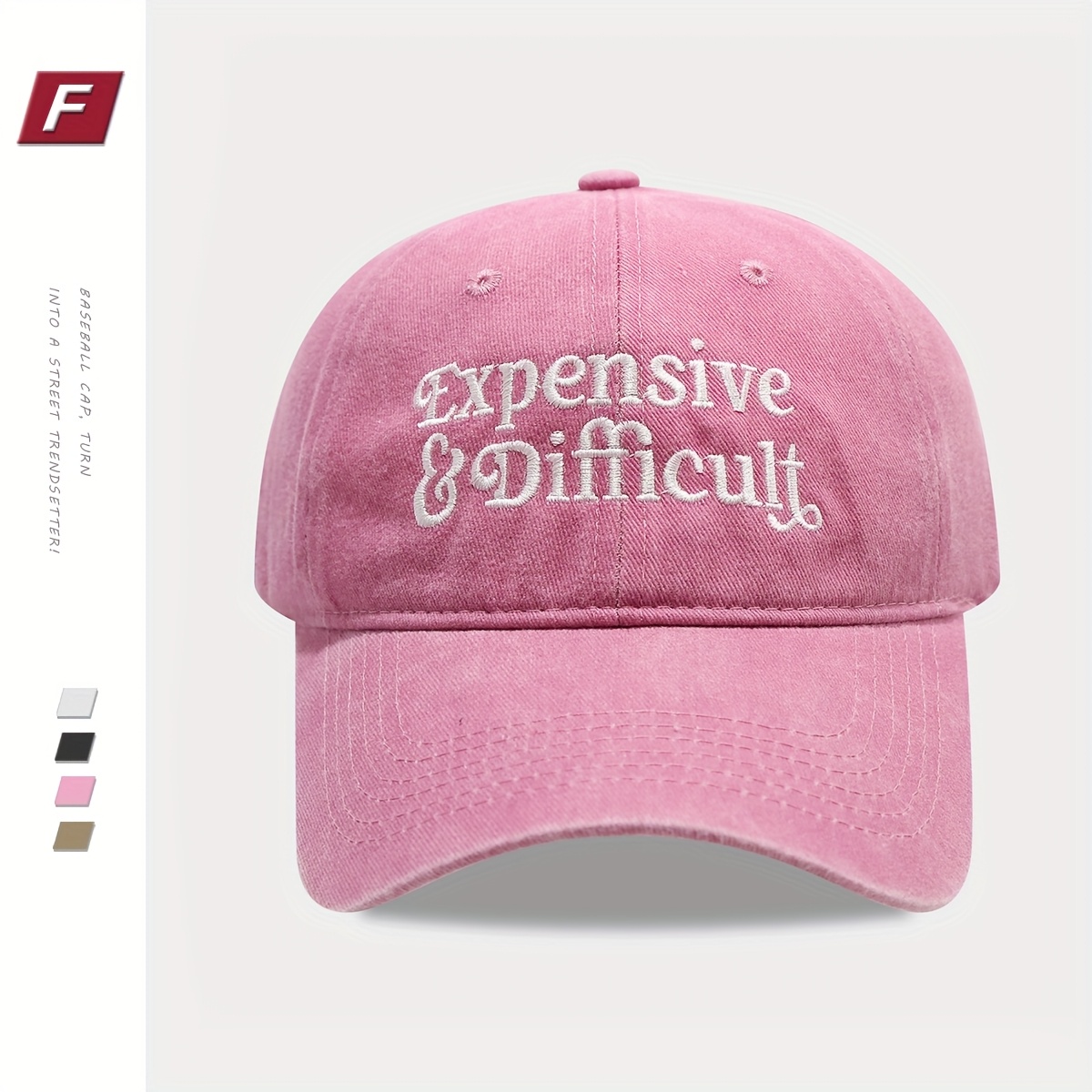 Image of Style 1: Fashionable Washed Baseball Cap With Letter Embroidery, Sun Hat, Unisex, Adjustable, Lightweight, Comfortable, Casual, Sports Sun Visor