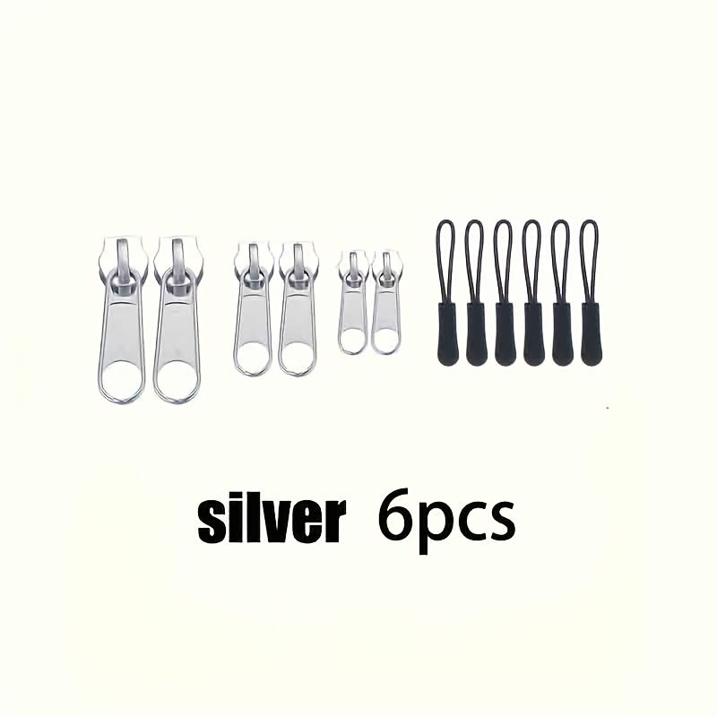 6pcs Instant Zipper Repair Kit With Zipper Rope Extender In Multiple Sizes For Universal Design Of Luggage, Backpacks, Jackets, Wallets, Handbags