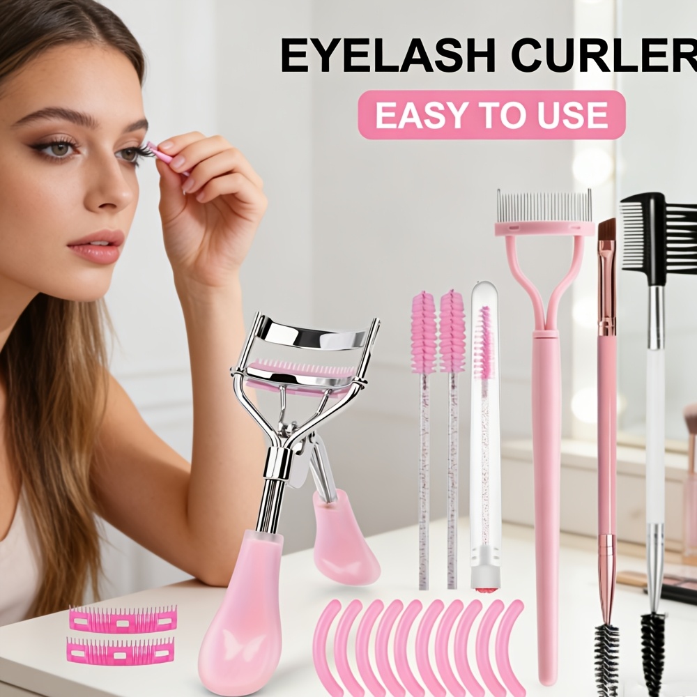 TEMU New Eyelash Curler Sets And Eyebrow Grooming Tool Kits, Eyelash Curlers, Eyelash Comb, Eyelash Brushes, Eyebrow Combs, Filling Pads, Eyelash