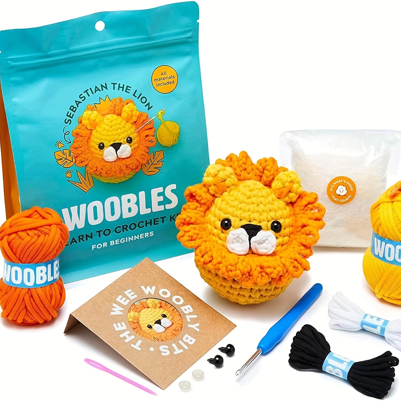 

Beginner-friendly Lion Crochet Kit With Easy Peasy Yarn - Complete Starter Set With Video Tutorials, Tools & Accessories Included