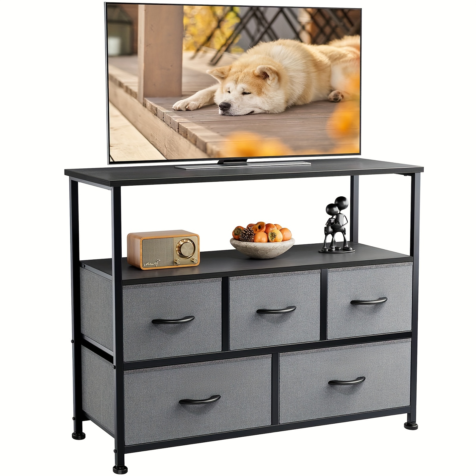 tv stand dresser bedroom 5 fabric drawer entertainment - Temu