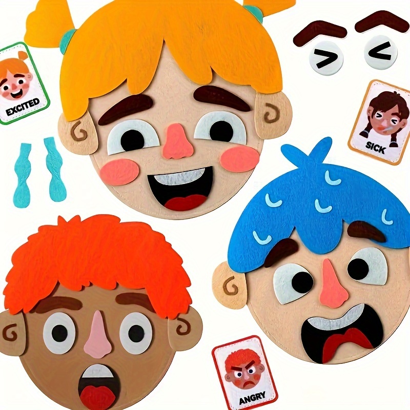 Cuadro en Lienzo Niños divertidos dibujos animados con emociones