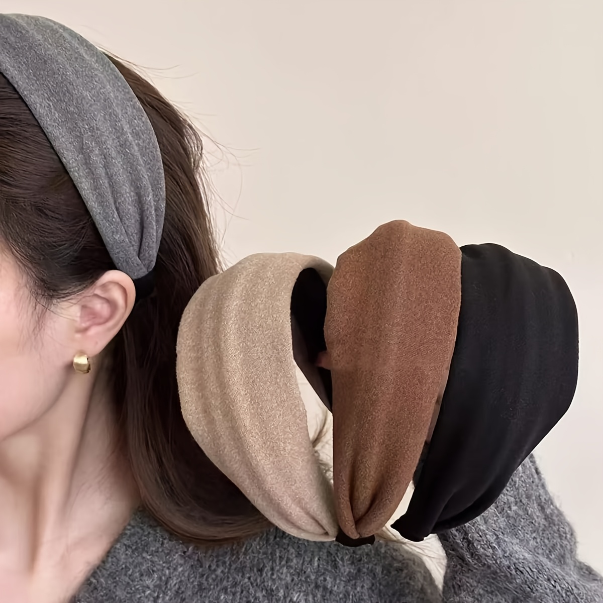 TEMU 4pcs Set Of Women's Fashionable Fabric Wide-brim Versatile Headbands Hair Accessories