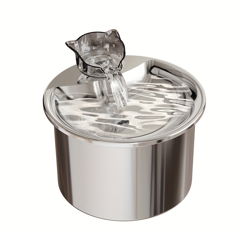 2l Stainless Steel Water Dispenser Cat And Water Feeder, Without Battery