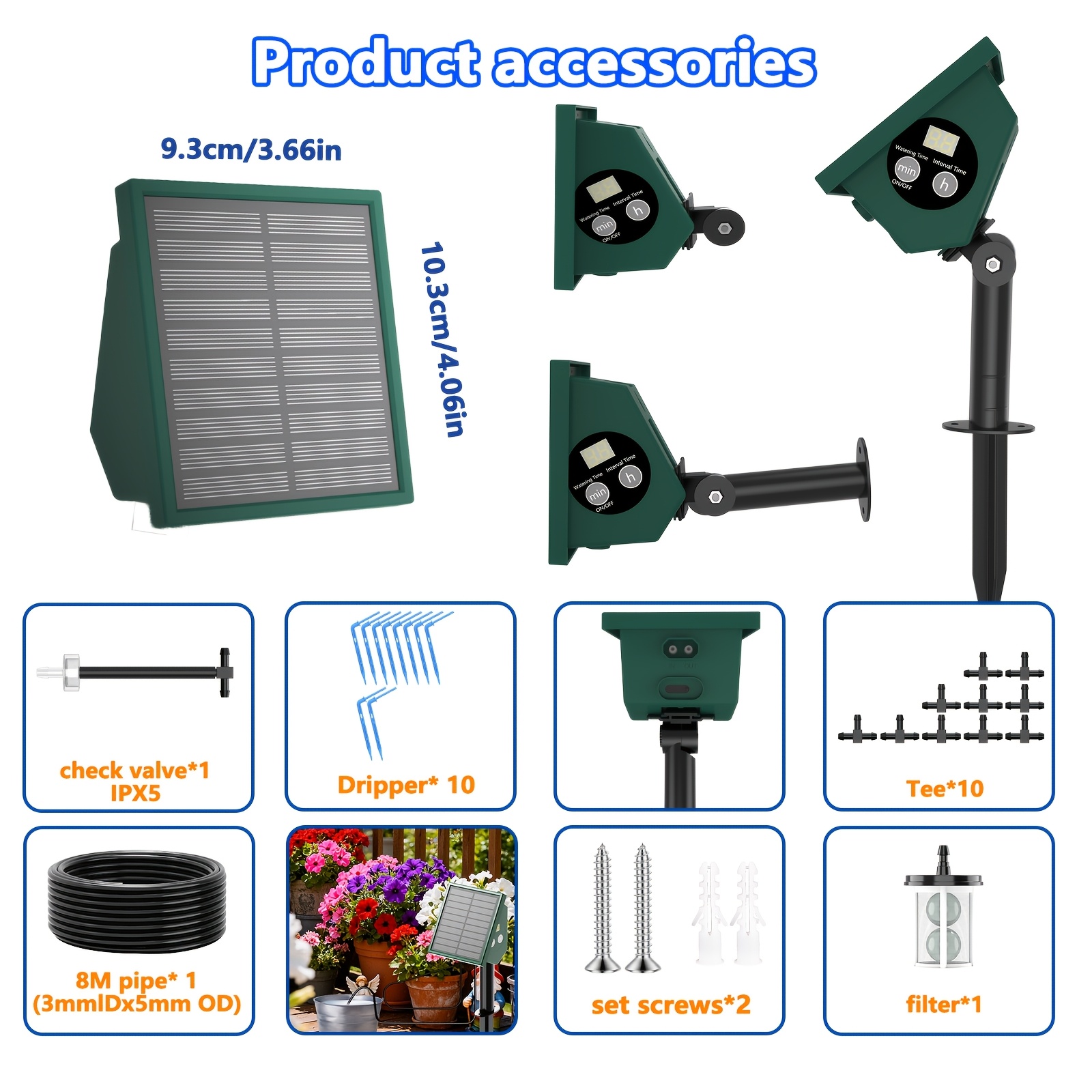 Solar & Usb Charging Automatic Drip Irrigation System, Watering Accessories, Ipx5 Self-watering Kit For Garden, Balcony, Greenhouse, Potted Plants