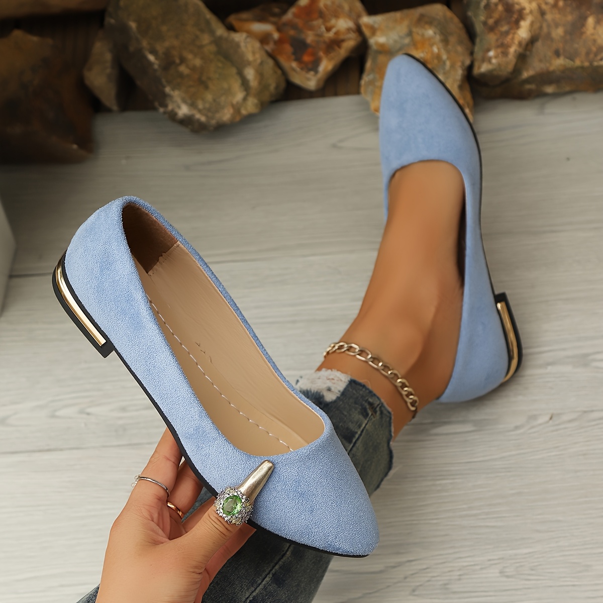 TEMU Chaussures plates à bout pour femme, , taille grande pour pieds fins, -pied large et confortable pour , sabots à talon bas pour fatiguer les
