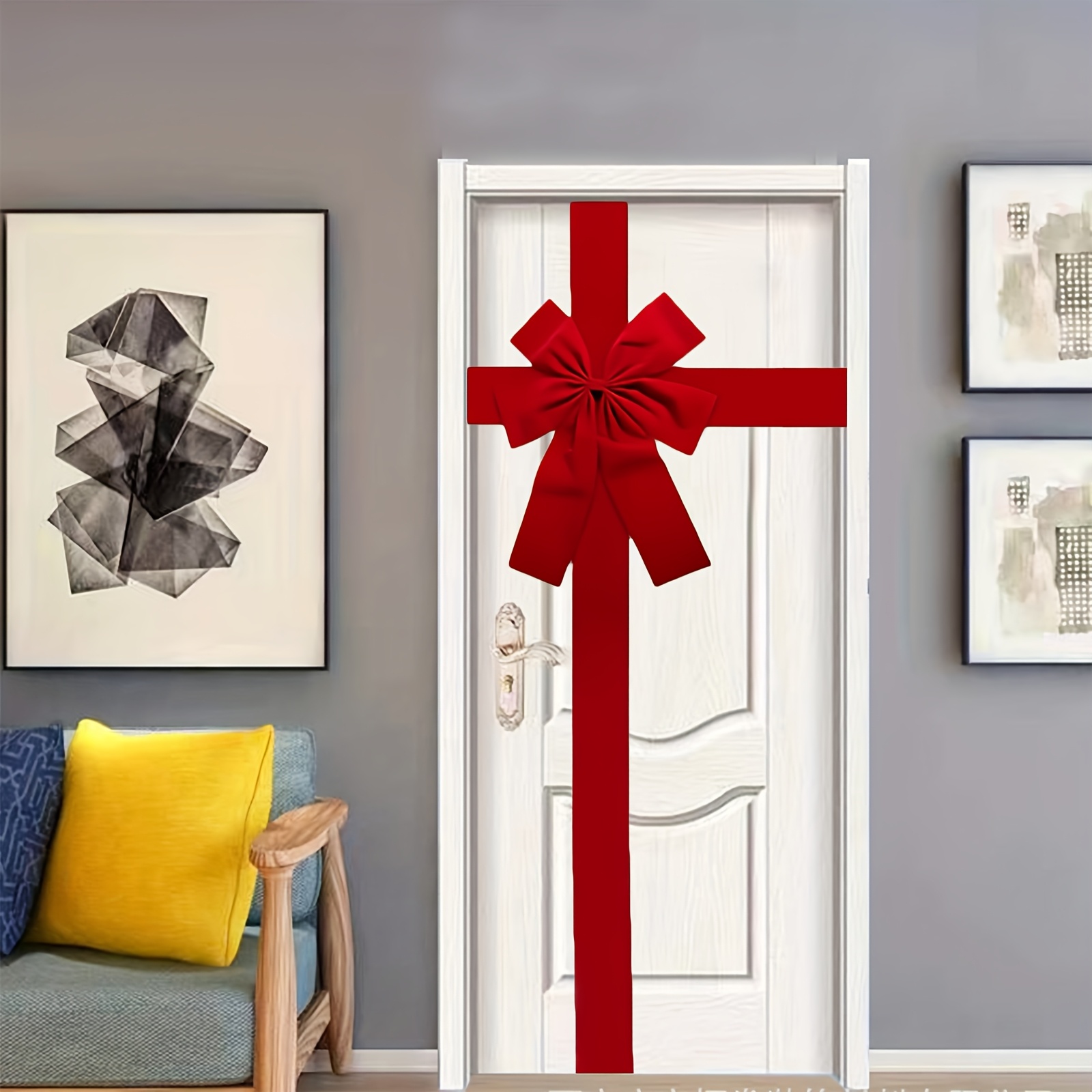 TEMU Christmas Cabinet Door Ribbon Bow Door Bow Christmas Bows For Front Doo Large Red Bow Christmas Wreath Bow Christmas Tree Bow Christmas Bows