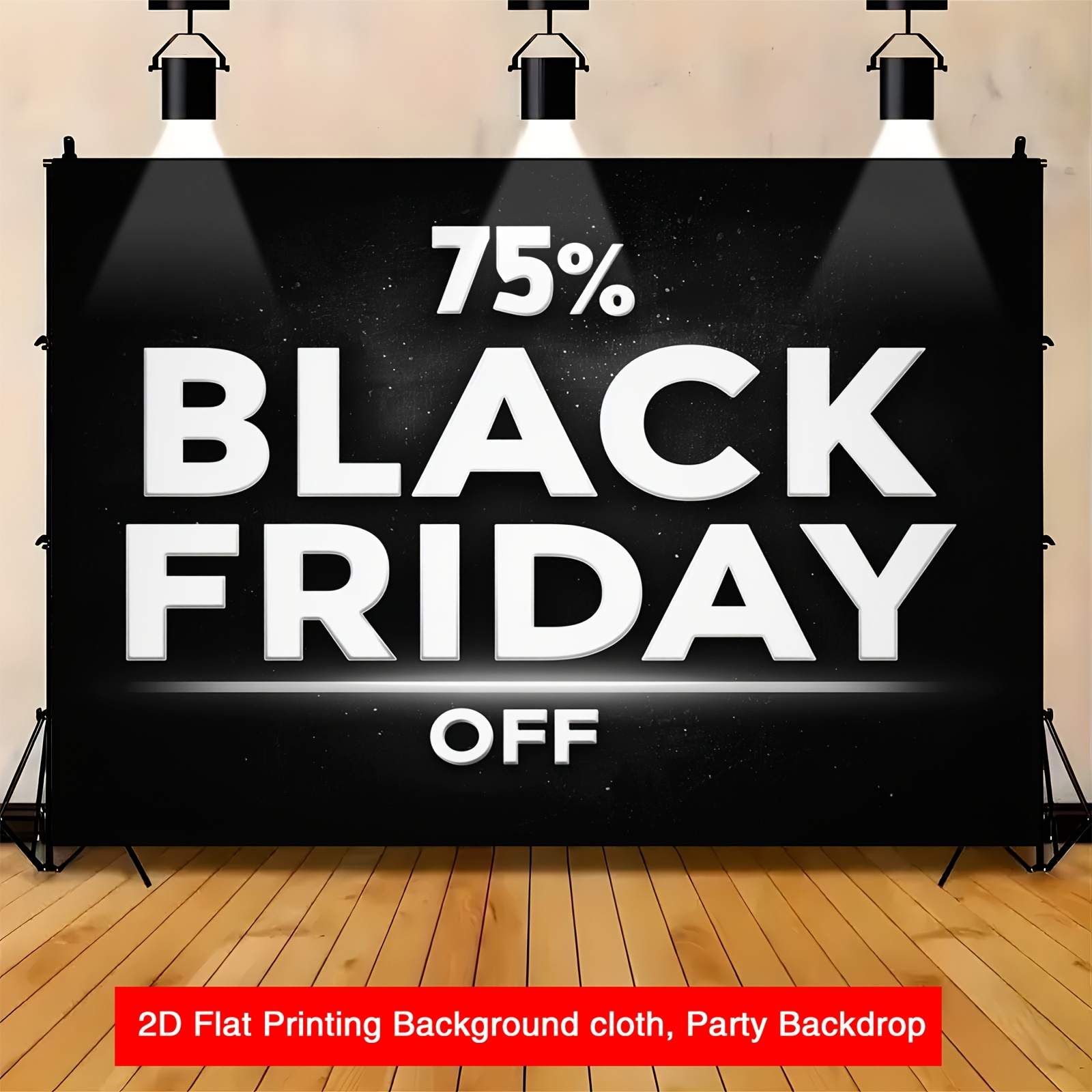 2d flat banner, 1pc black friday 75% off deal event backdrop - 179.83x229.87cm modern polyester banner for retail, holiday shopping, promotional cuts, online & gift  , seasonal decor for birthdays, showers, and special occasions, event backdrop |   | polyester banner, best for christmas 0